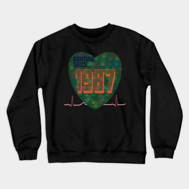 1987 - Beating Since (drum overlay) Crewneck Sweatshirt by KateVanFloof